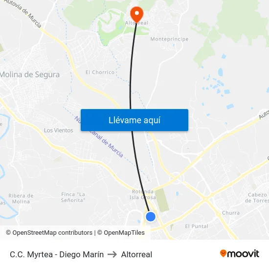 C.C. Myrtea - Diego Marín to Altorreal map