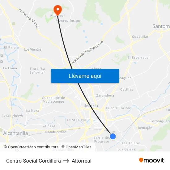 Centro Social Cordillera to Altorreal map