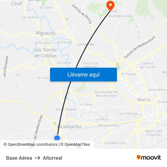 Base Aérea to Altorreal map