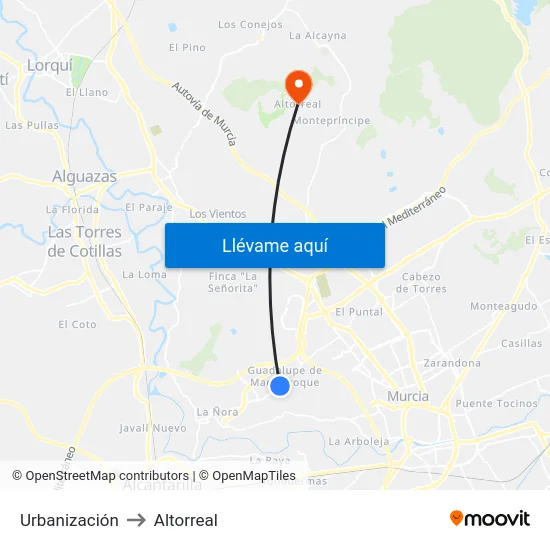 Urbanización to Altorreal map