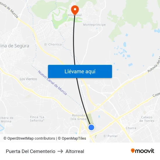 Puerta Del Cementerio to Altorreal map