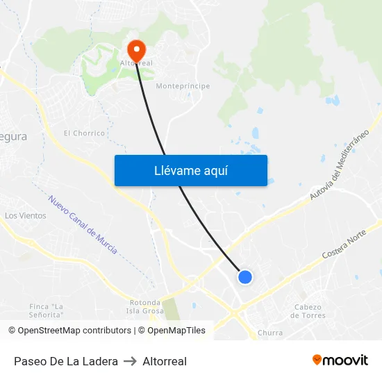 Paseo De La Ladera to Altorreal map