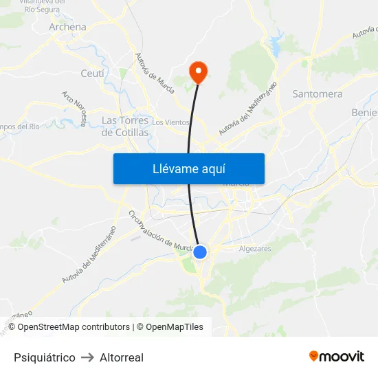 Psiquiátrico to Altorreal map