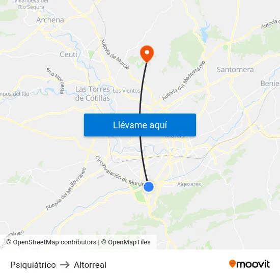 Psiquiátrico to Altorreal map