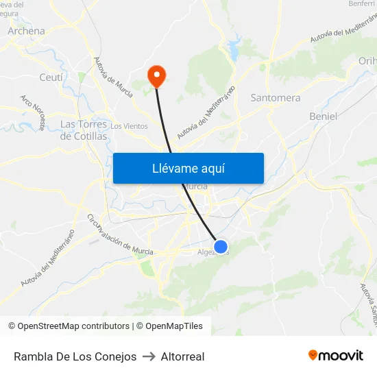 Rambla De Los Conejos to Altorreal map