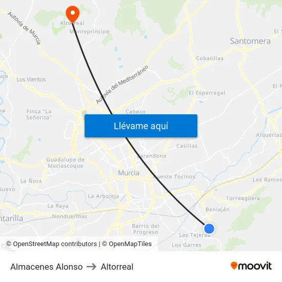 Almacenes Alonso to Altorreal map