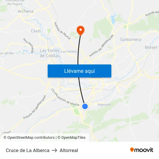 Cruce de La Alberca to Altorreal map