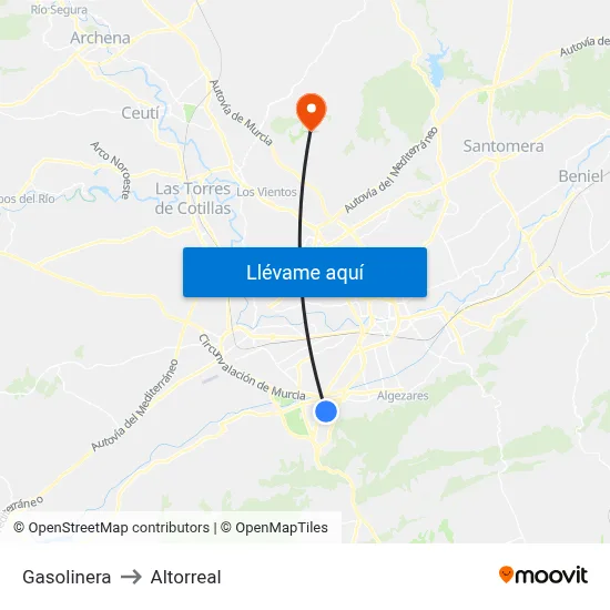 Gasolinera to Altorreal map