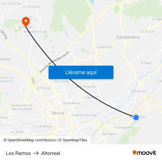 Los Ramos to Altorreal map