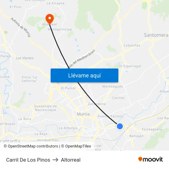 Carril De Los Pinos to Altorreal map