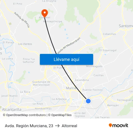Avda. Región Murciana, 23 to Altorreal map