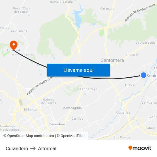 Curandero to Altorreal map