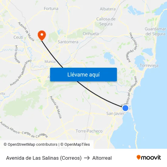 Avenida de Las Salinas (Correos) to Altorreal map