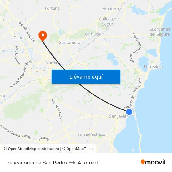 Pescadores de San Pedro to Altorreal map