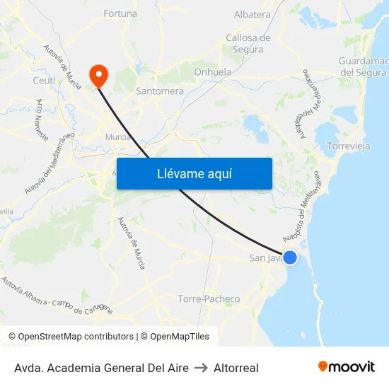 Avda. Academia General Del Aire to Altorreal map