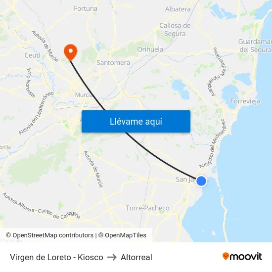 Virgen de Loreto - Kiosco to Altorreal map