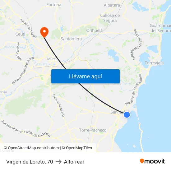 Virgen de Loreto, 70 to Altorreal map