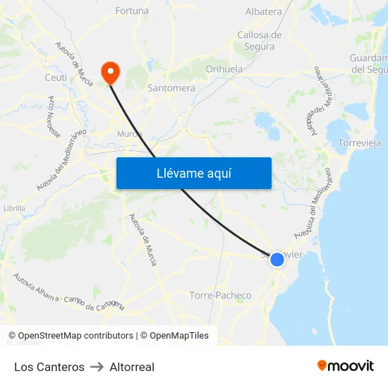 Los Canteros to Altorreal map