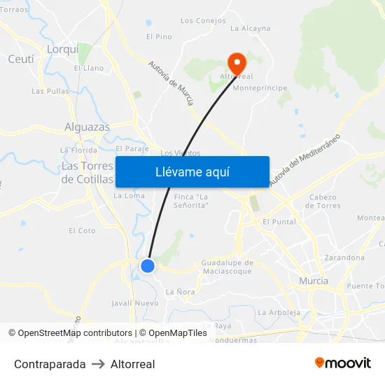 Contraparada to Altorreal map