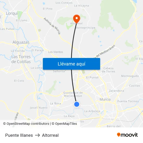 Puente Illanes to Altorreal map