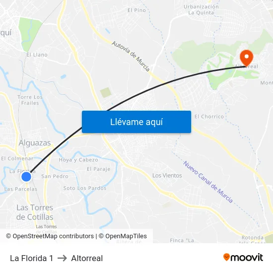 La Florida 1 to Altorreal map
