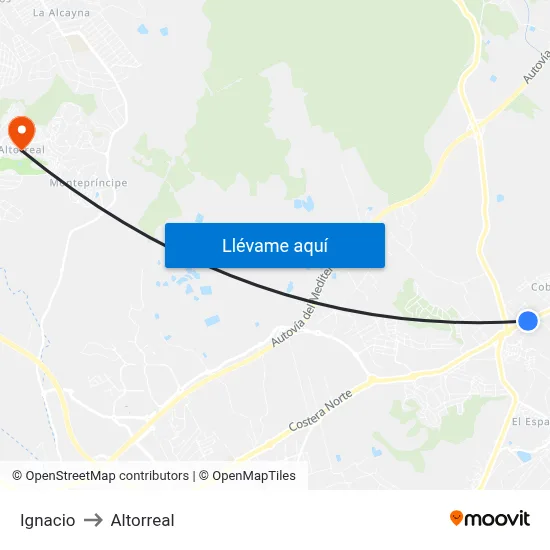 Ignacio to Altorreal map
