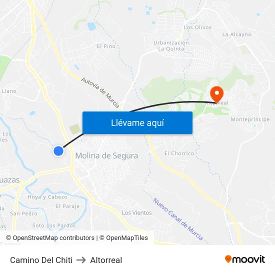 Camino Del Chiti to Altorreal map