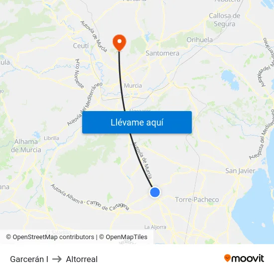 Garcerán I to Altorreal map