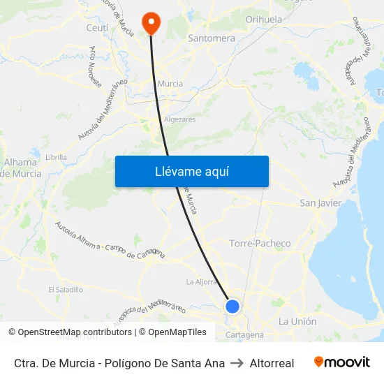 Ctra. De Murcia - Polígono De Santa Ana to Altorreal map