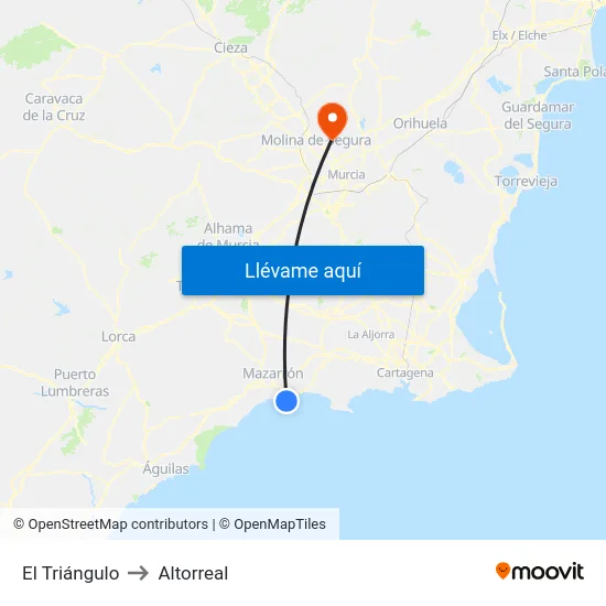 El Triángulo to Altorreal map