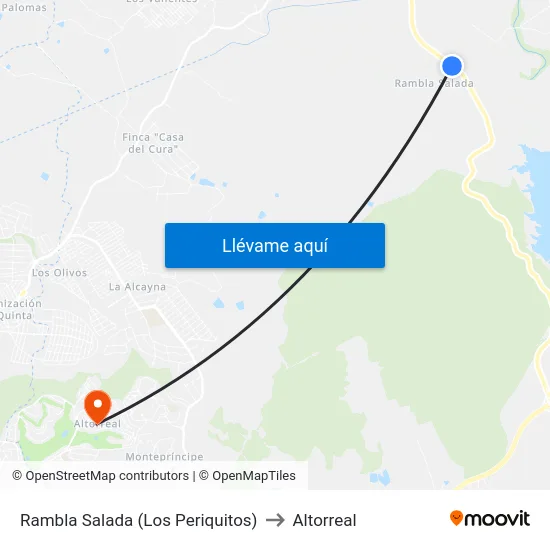 Rambla Salada (Los Periquitos) to Altorreal map