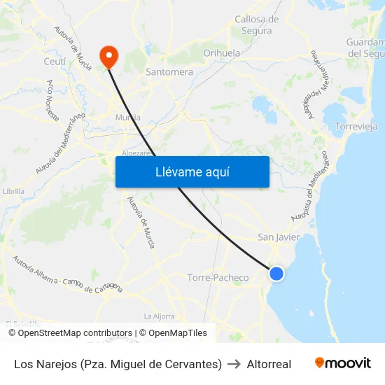 Los Narejos (Pza. Miguel de Cervantes) to Altorreal map