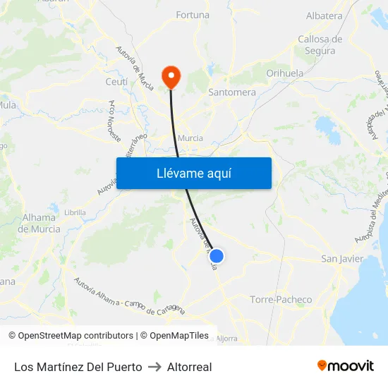Los Martínez Del Puerto to Altorreal map