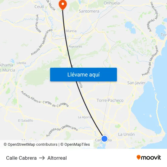 Calle Cabrera to Altorreal map