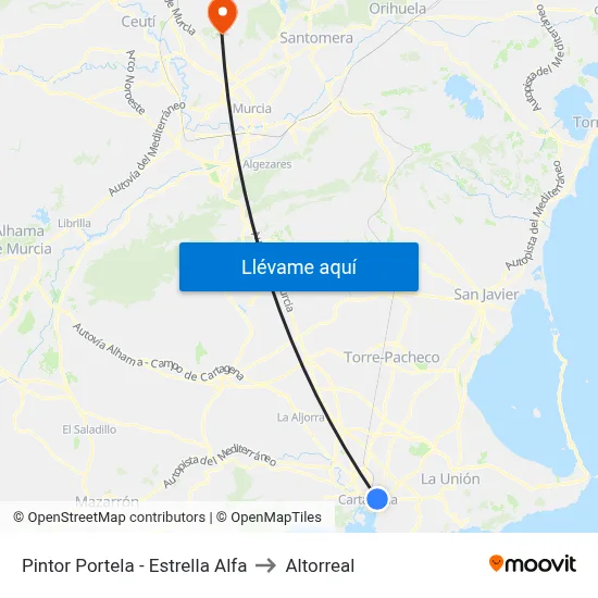 Pintor Portela - Estrella Alfa to Altorreal map