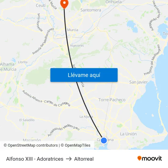Alfonso XIII - Adoratrices to Altorreal map