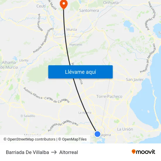 Barriada De Villalba to Altorreal map
