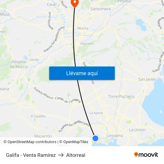 Galifa - Venta Ramírez to Altorreal map