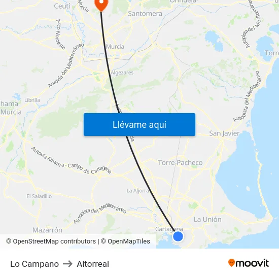 Lo Campano to Altorreal map