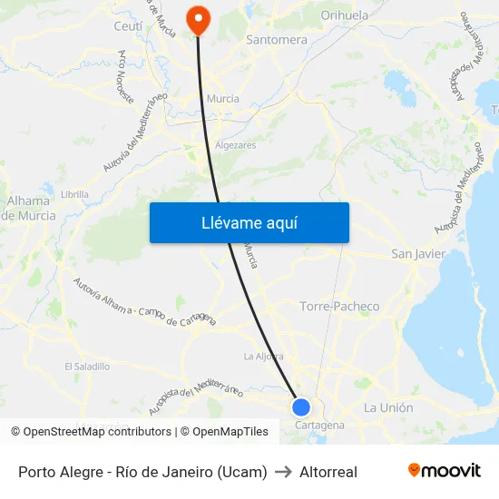 Porto Alegre - Río de Janeiro (Ucam) to Altorreal map