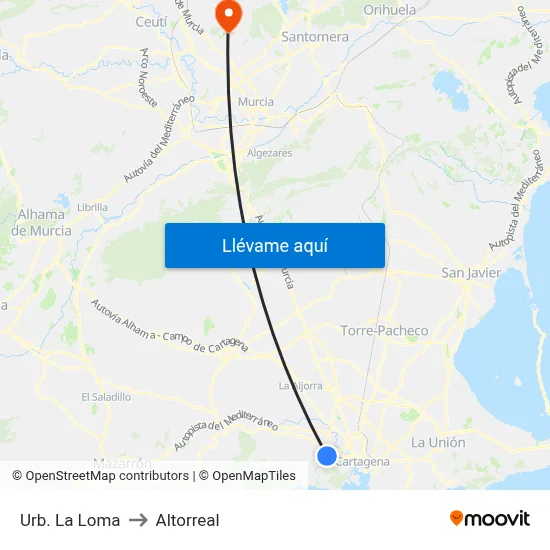 Urb. La Loma to Altorreal map