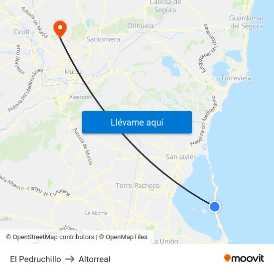 El Pedruchillo to Altorreal map