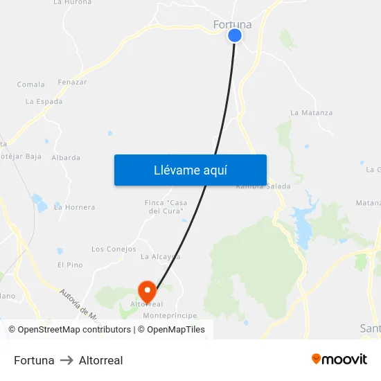 Fortuna to Altorreal map
