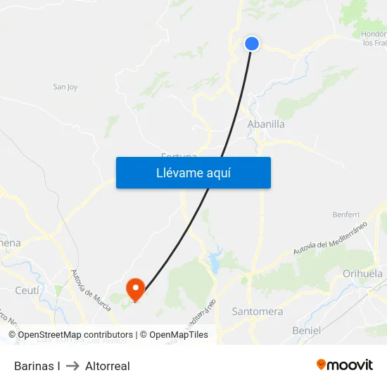 Barinas I to Altorreal map