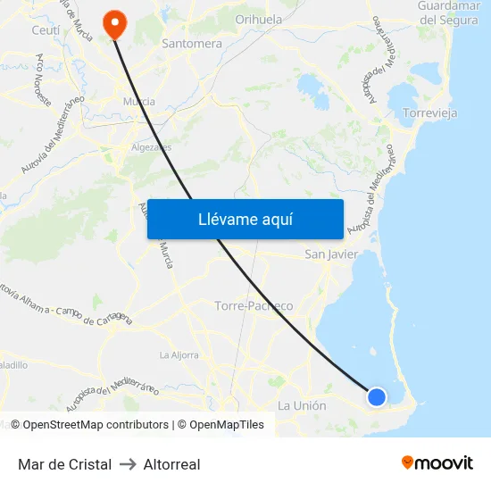 Mar de Cristal to Altorreal map