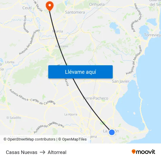 Casas Nuevas to Altorreal map