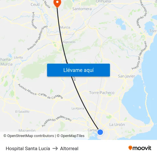 Hospital Santa Lucía to Altorreal map