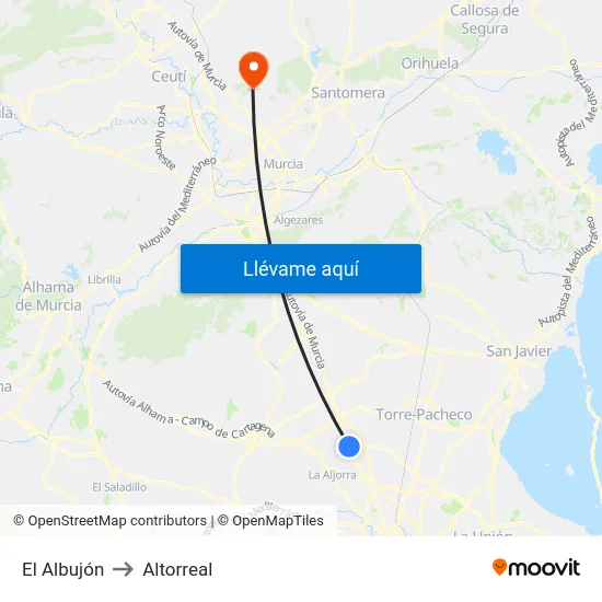 El Albujón to Altorreal map
