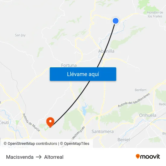 Macisvenda to Altorreal map