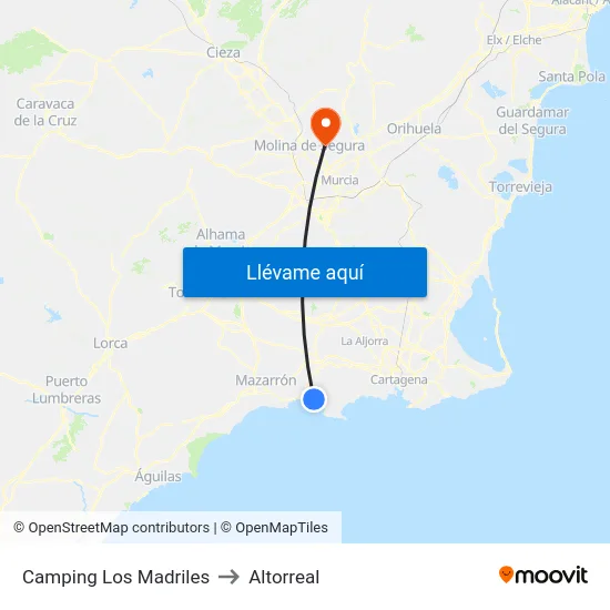 Camping Los Madriles to Altorreal map